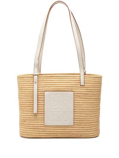 Pre-owned Loewe 2010-2025 Small Raffia Square Basket Bag Tote Bag In Brown
