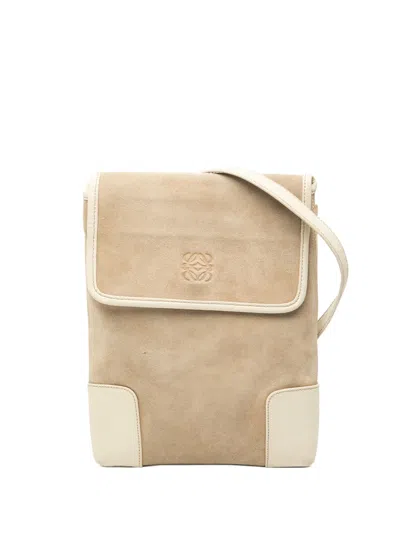 Pre-owned Loewe 2010-2025 Suede Anagram Crossbody Bag In Brown