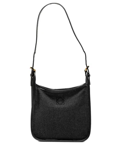 Pre-owned Loewe 2010-2025 Wool Anagram Shoulder Bag In Gray