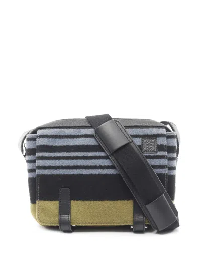 Pre-owned Loewe 2010-2025 Xs Wool Military Messenger Bag Crossbody Bag In Black