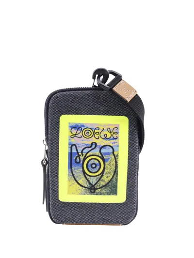 Pre-owned Loewe 2010-2026 Canvas Eye  Nature Neck Pouch Crossbody Bag In Gray