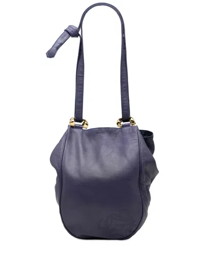 Pre-owned Loewe 2010-2026 Leather Anagram Shoulder Bag In Purple