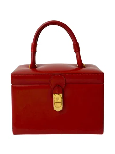 Pre-owned Loewe 2010-2026 Leather Anagram Vanity Bag In Red