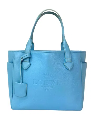 Pre-owned Loewe 2010-2026 Leather Heritage Tote Bag In Blue