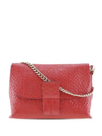 Pre-owned Loewe 2010-2026 Leather Repeat Anagram Avenue Crossbody Bag In Red