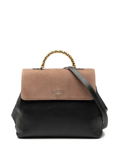 Pre-owned Loewe 2010-2026 Leather Velazquez Twist Satchel In Black