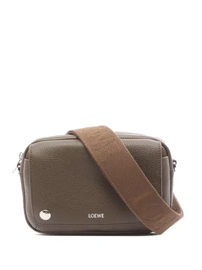 Pre-owned Loewe 2010-2026 Small Grained Leather Pebble Crossbody Bag In Brown