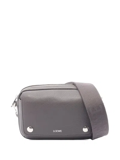Pre-owned Loewe 2010-2026 Small Grained Leather Pebble Crossbody Bag In Gray
