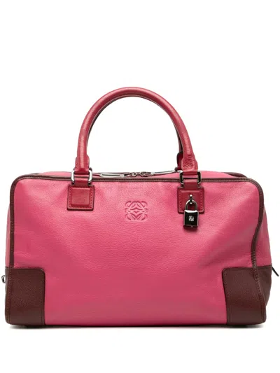 Pre-owned Loewe 2010-2026 Tricolor Goatskin Amazona 36 Handbag In Pink