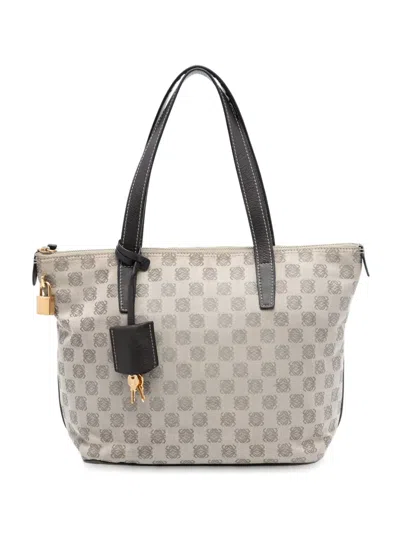 Pre-owned Loewe 2010 Anagram Canvas Tote Bag In Brown