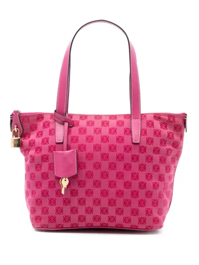 Pre-owned Loewe 2010 Anagram Canvas Tote Bag In Pink