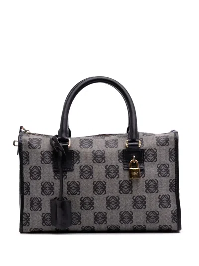Pre-owned Loewe 2010 Anagram Coated Canvas Handbag In Gray