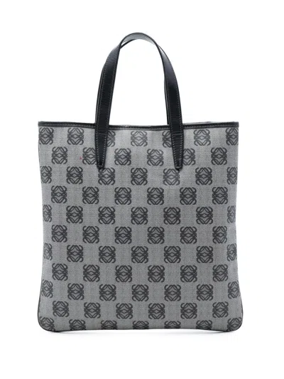Pre-owned Loewe 2010 Anagram Coated Canvas Tote Bag In Grey