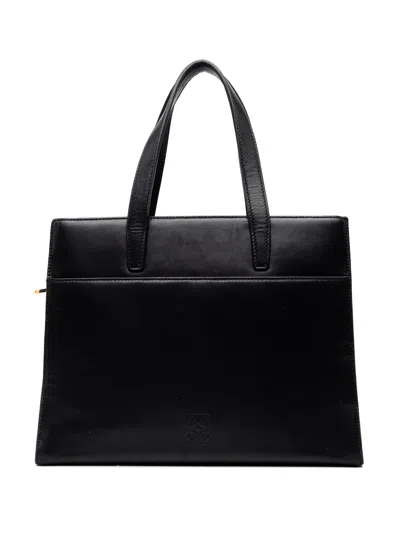 Pre-owned Loewe 2010 Leather Anagram Satchel In Black