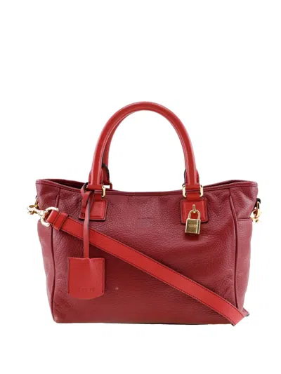 Pre-owned Loewe 2010 Leather Anagram Satchel In Red