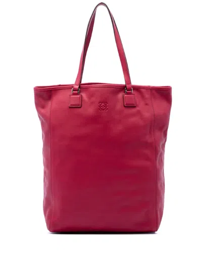 Pre-owned Loewe 2010 Leather Anagram Shopper Tote Bag In Pink