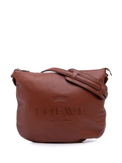 Pre-owned Loewe 2010 Leather Heritage Crossbody Bag In Brown