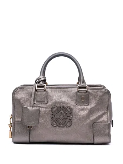 Pre-owned Loewe 2010 Metallic Goatskin Amazona 28 Handbag In Brown