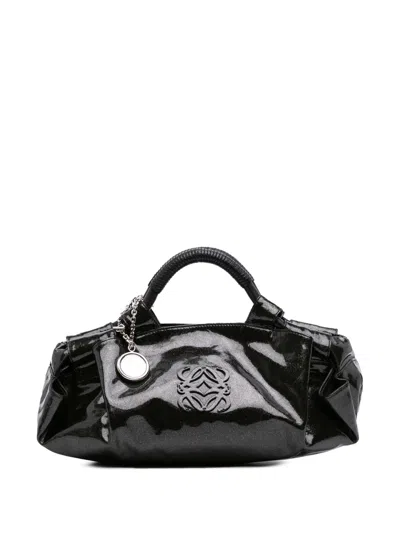 Pre-owned Loewe 2010 Patent Glitter Aire Hobo Bag In Black
