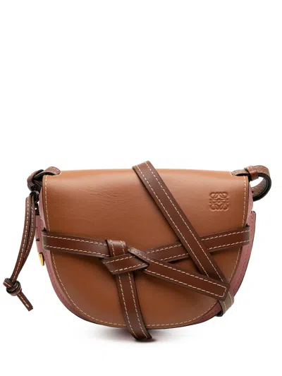 Pre-owned Loewe 2010 Small Tricolor Leather Gate Crossbody Bag In Brown