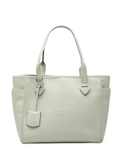 Pre-owned Loewe 2010-2014 Leather Heritage Tote Bag In White