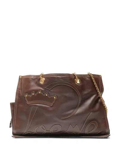 Pre-owned Loewe 2010-2020s Appliqué Chain Shoulder Bag In Brown