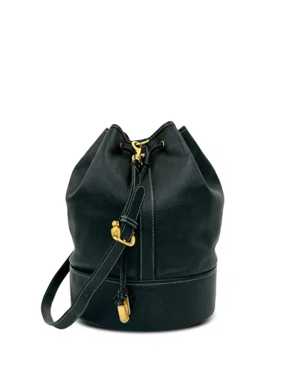 Pre-owned Loewe 2010-2025 Leather Anagram Bucket Bag In Blue