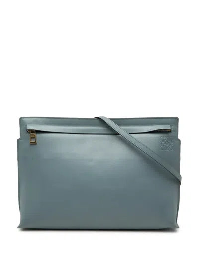 Pre-owned Loewe 2010-2025 Leather Anagram T Pouch Crossbody Bag In Blue