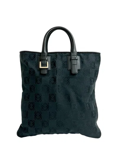 Pre-owned Loewe 2010-2026 Anagram Canvas Tote Bag In Black