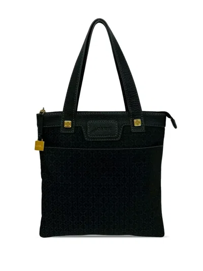 Pre-owned Loewe 2010-2026 Anagram Canvas Tote Bag In Black