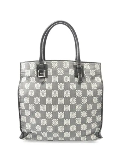 Pre-owned Loewe 2010-2026 Anagram Canvas Tote Bag In Grey