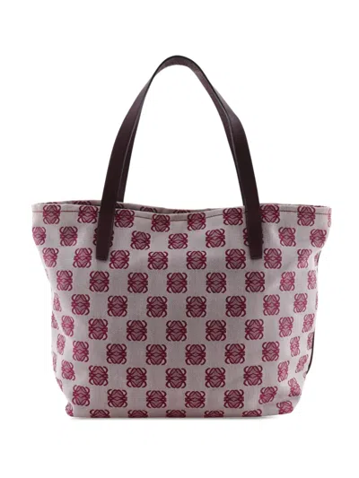 Pre-owned Loewe 2010-2026 Anagram Canvas Tote Bag In Pink