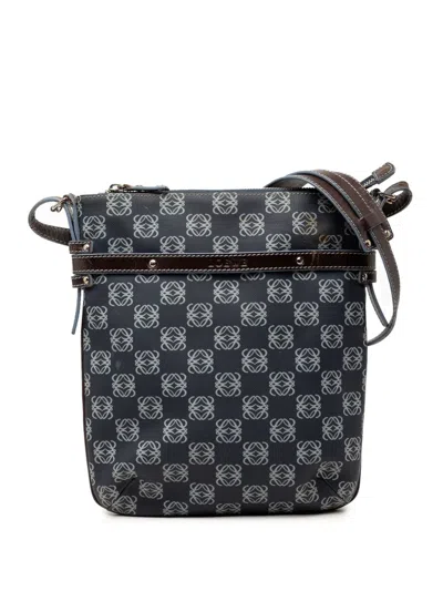 Pre-owned Loewe 2010-2026 Anagram Coated Canvas Crossbody Bag In Blue