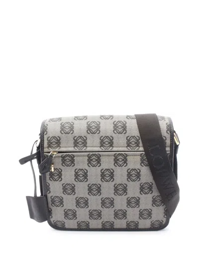 Pre-owned Loewe 2010-2026 Anagram Coated Canvas Flap Crossbody Bag In Gray