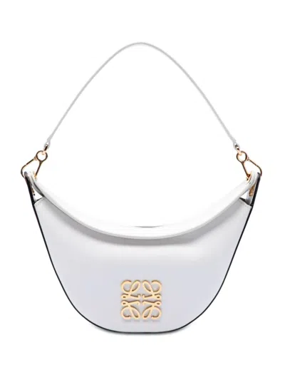 Pre-owned Loewe 2010-2026 Anagram Leather Luna Hobo Bag In White