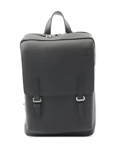 Pre-owned Loewe 2010-2026 Anagram Leather Military Backpack In Black