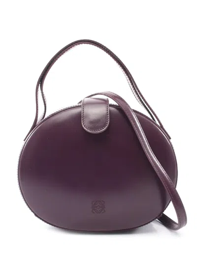 Pre-owned Loewe 2010-2026 Anagram Leather Round Satchel In Purple