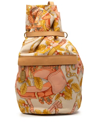 Pre-owned Loewe 2010-2026 Botanical Printed Canvas Backpack In Neutral
