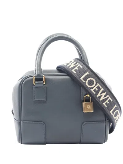 Pre-owned Loewe 2010-2026 Calfskin Amazona 16 Square Bag Satchel In Blue