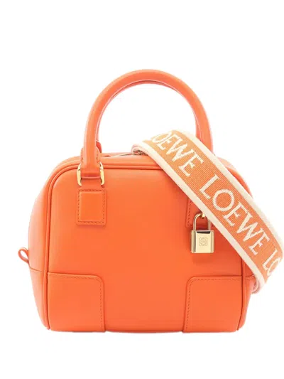 Pre-owned Loewe 2010-2026 Calfskin Amazona 16 Square Bag Satchel In Orange