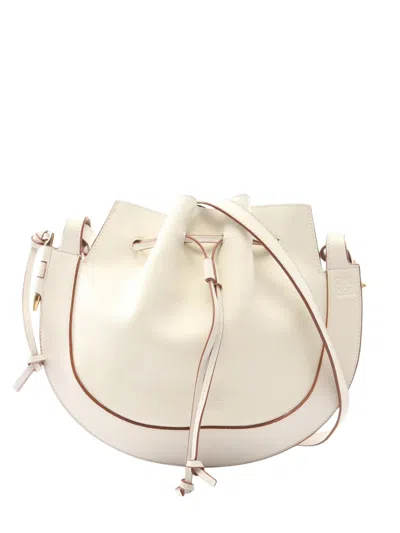 Pre-owned Loewe 2010-2026 Horseshoe Leather Crossbody Bag In White