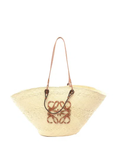 Pre-owned Loewe 2010-2026 Large Anagram Basket Bag Tote Bag In Brown