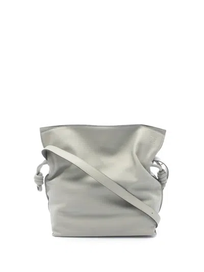 Pre-owned Loewe 2010-2026 Large Calfskin Flamenco Knot Clutch Tote Bag In Gray