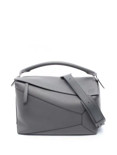 Pre-owned Loewe 2010-2026 Large Calfskin Puzzle Satchel In Gray
