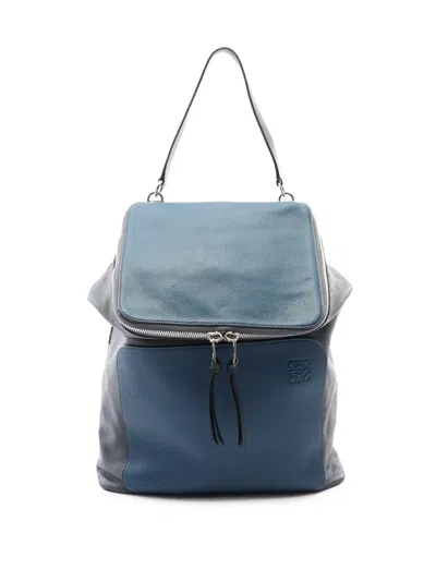 Pre-owned Loewe 2010-2026 Large Leather Goya Backpack In Blue