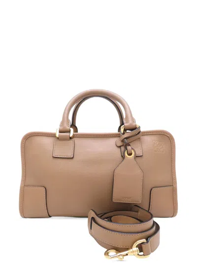 Pre-owned Loewe 2010-2026 Leather Amazona 28 Satchel In Neutral
