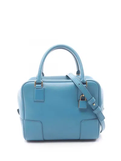 Pre-owned Loewe 2010-2026 Leather Amazona Square 19 Satchel In Blue