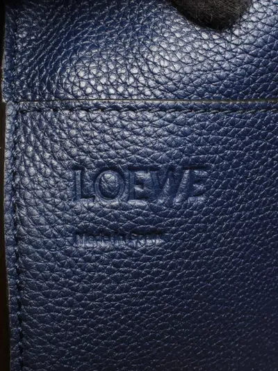 Pre-owned Loewe 2010-2026 Leather Anagram Buckle Horizontal Tote Bag In Blue
