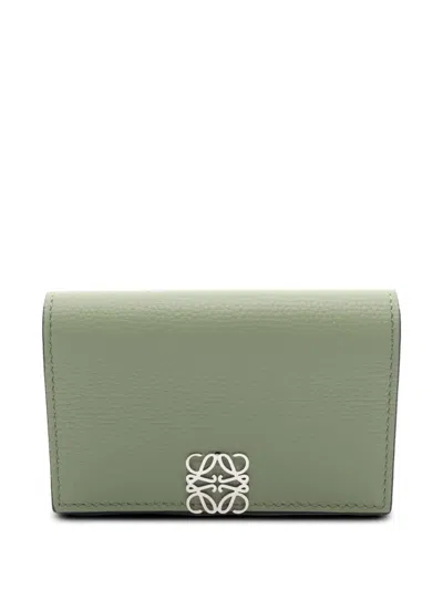 Pre-owned Loewe 2010-2026 Leather Anagram Business Card Holder In Green