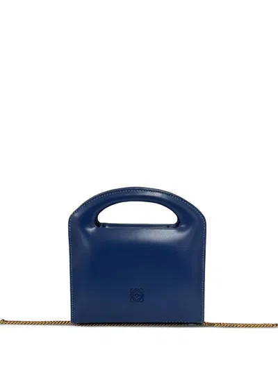 Pre-owned Loewe 2010-2026 Leather Anagram Chain Top Handle Bag Satchel In Blue